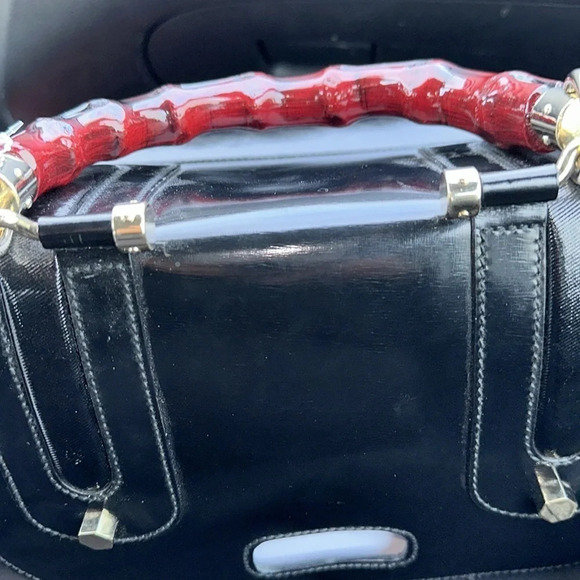 ❤️🥂Host Pick🎉❤️ Gucci Dialux coated  Canvas Pop Bamboo Top handle Satchel bag - Picture 7 of 16
